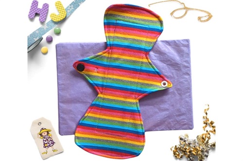 Buy  10 inch Cloth Pad Mini Rainbow Stripes now using this page